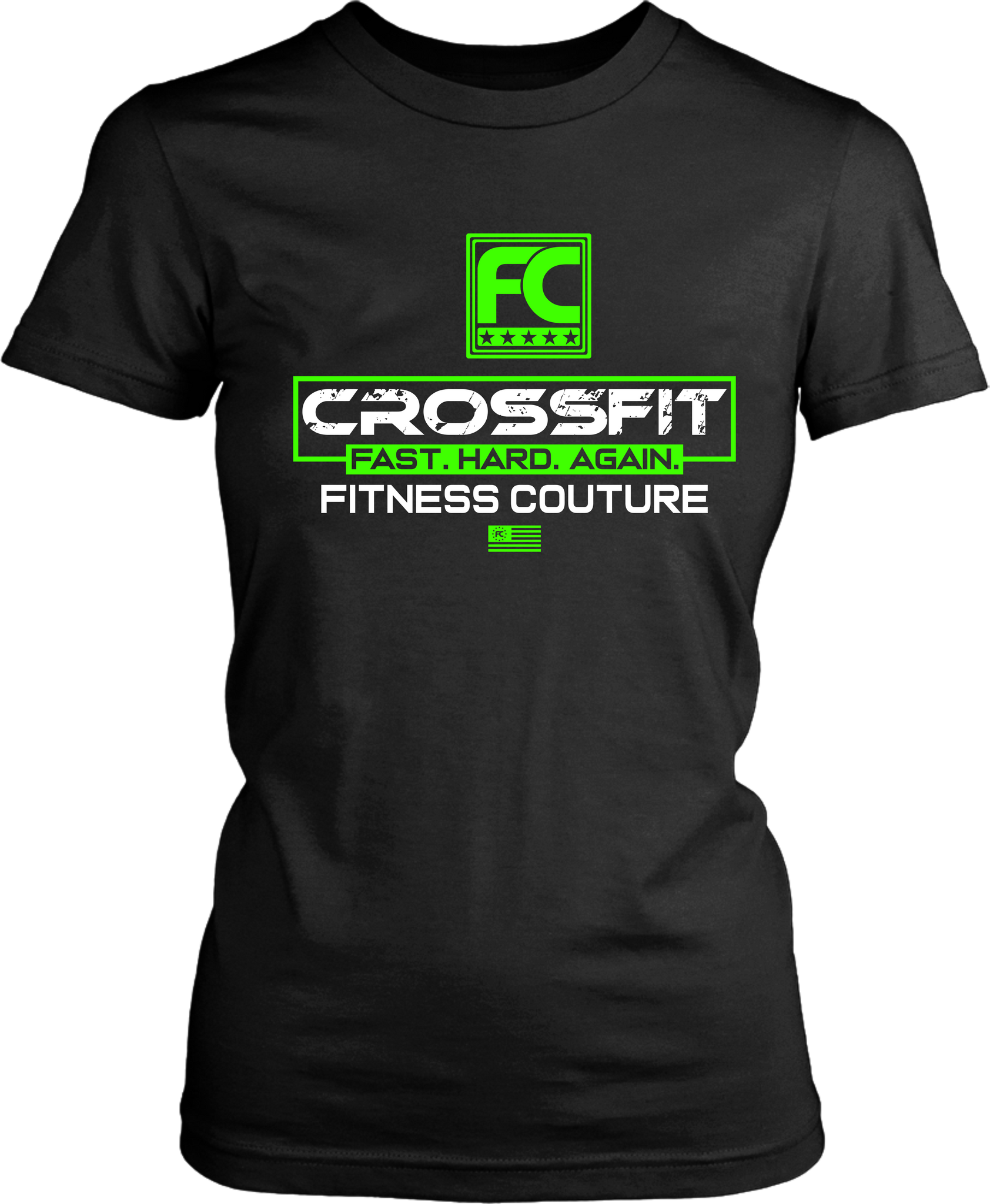 Fitness Couture Crossfit T-Shirt - Workout, Gym Day T-Shirt - Lime Green - xpertapparel