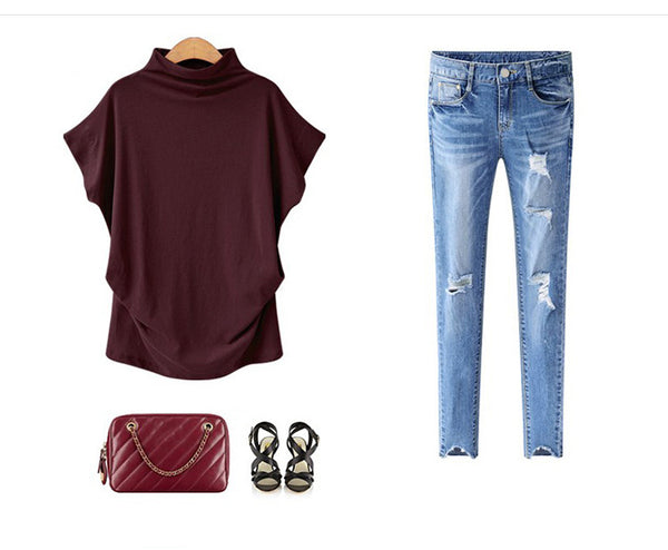 Women Tops 2019 Fashion Women's Cotton Blouse Short Sleeve O-Neck Blouse Large Size S-7XL - xpertapparel