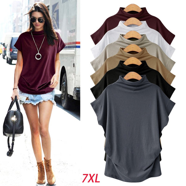 Women Tops 2019 Fashion Women's Cotton Blouse Short Sleeve O-Neck Blouse Large Size S-7XL - xpertapparel