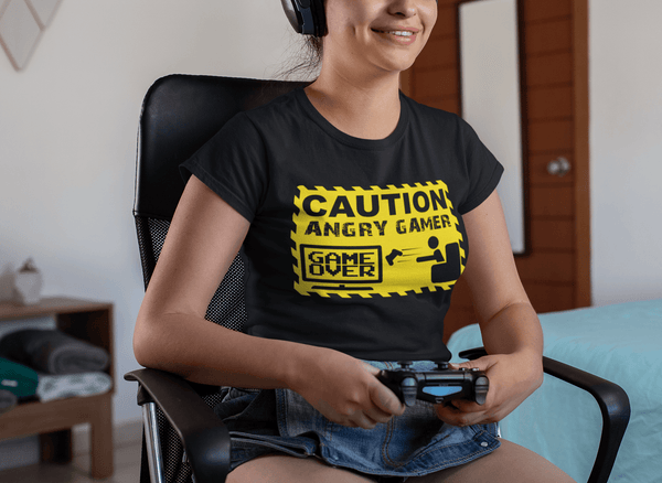 Funny Tee - Caution Angry Gamer- Funny Gamer Tee - xpertapparel