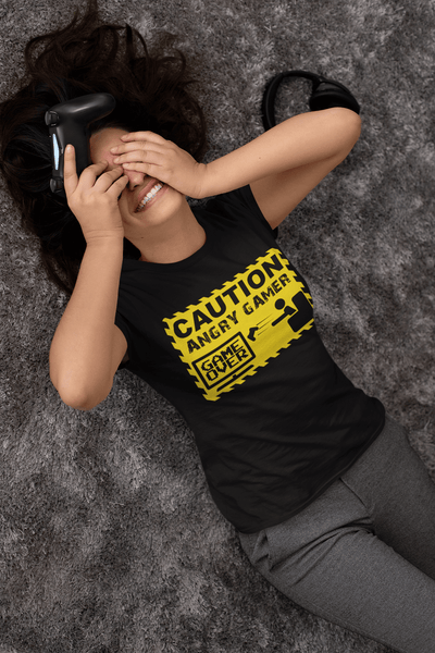 Funny Tee - Caution Angry Gamer- Funny Gamer Tee - xpertapparel