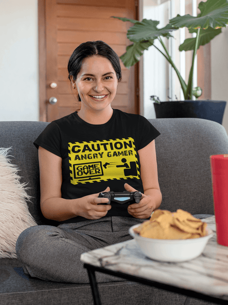 Funny Tee - Caution Angry Gamer- Funny Gamer Tee - xpertapparel