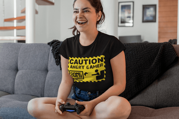 Funny Tee - Caution Angry Gamer- Funny Gamer Tee - xpertapparel