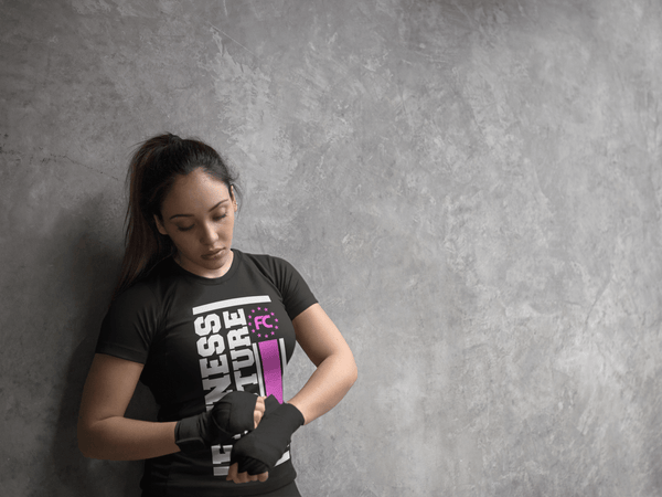 Fitness Couture - Vertical Logo T-shirt *Pink* Workout, Gym Day Tee - xpertapparel